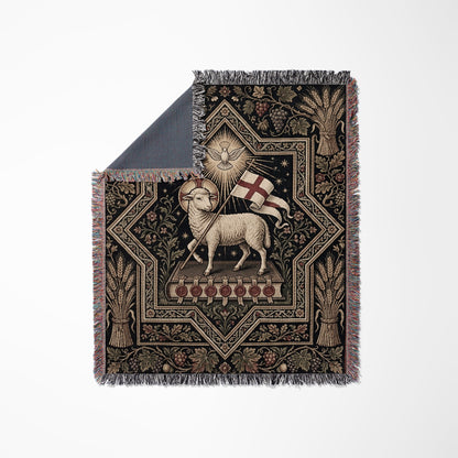 CalmNestStyle Heritage Lamb & Dove Woven Blanket jacquard woven blanket