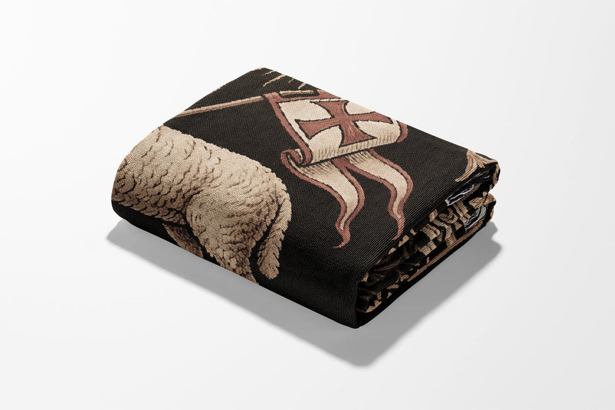 CalmNestStyle Divine Grace Ornate Lamb Woven Blanket jacquard woven blanket