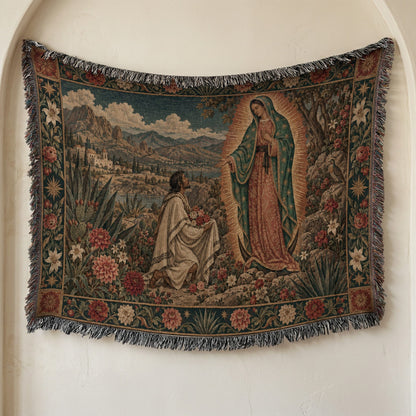 CalmNestStyle Our Lady of Guadalupe at Tepeyac jacquard woven blanket