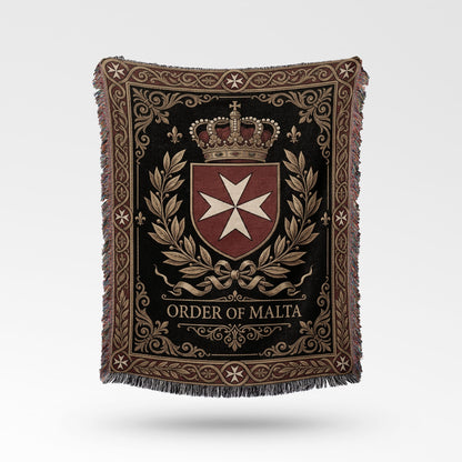 CalmNestStyle Order of Malta Laurel Wreath Crest Woven Blanket jacquard woven blanket