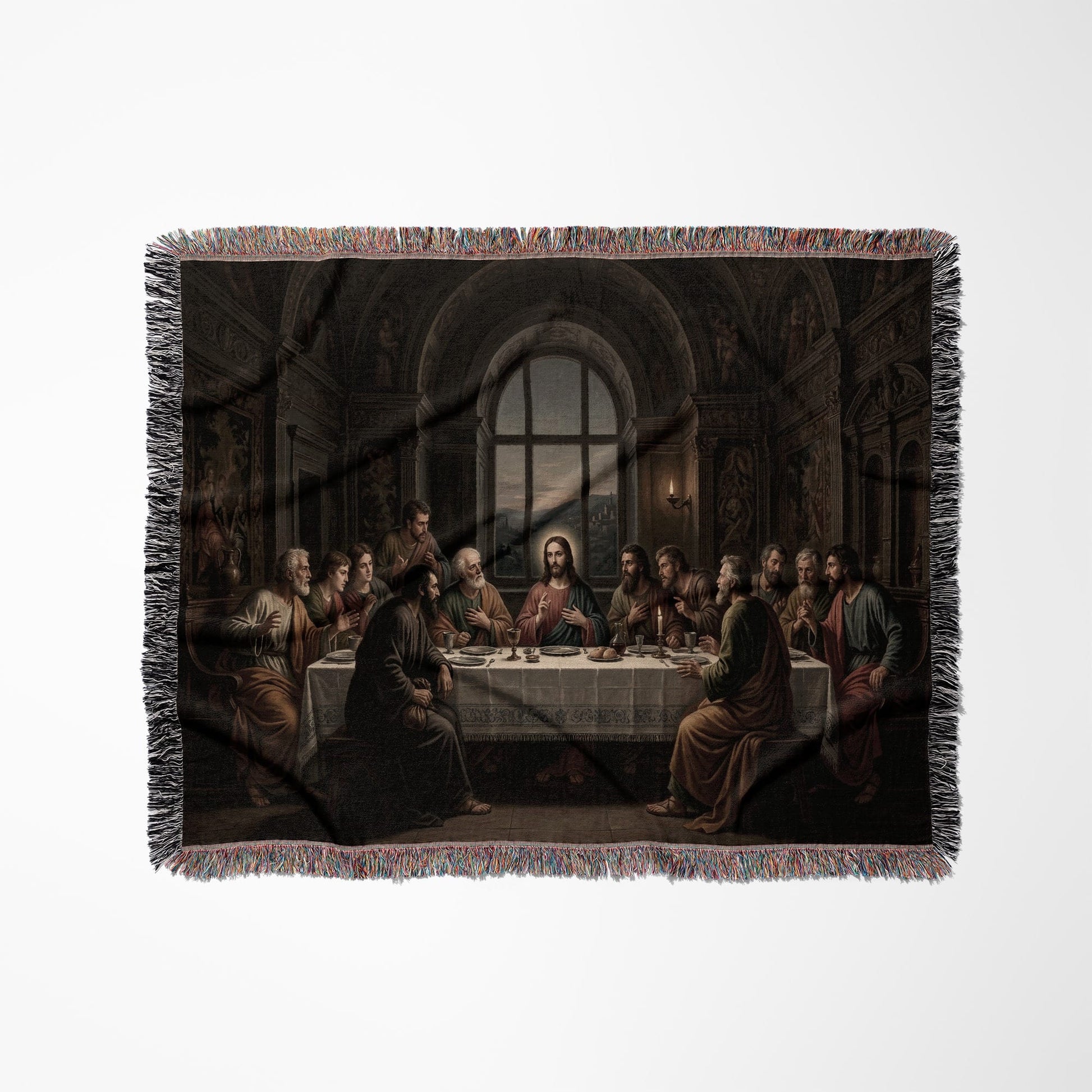 MyDesigns Communion Table Wall Tapestry – Jesus with Twelve Apostles, Woven Cotton Blanket jacquard woven blanket