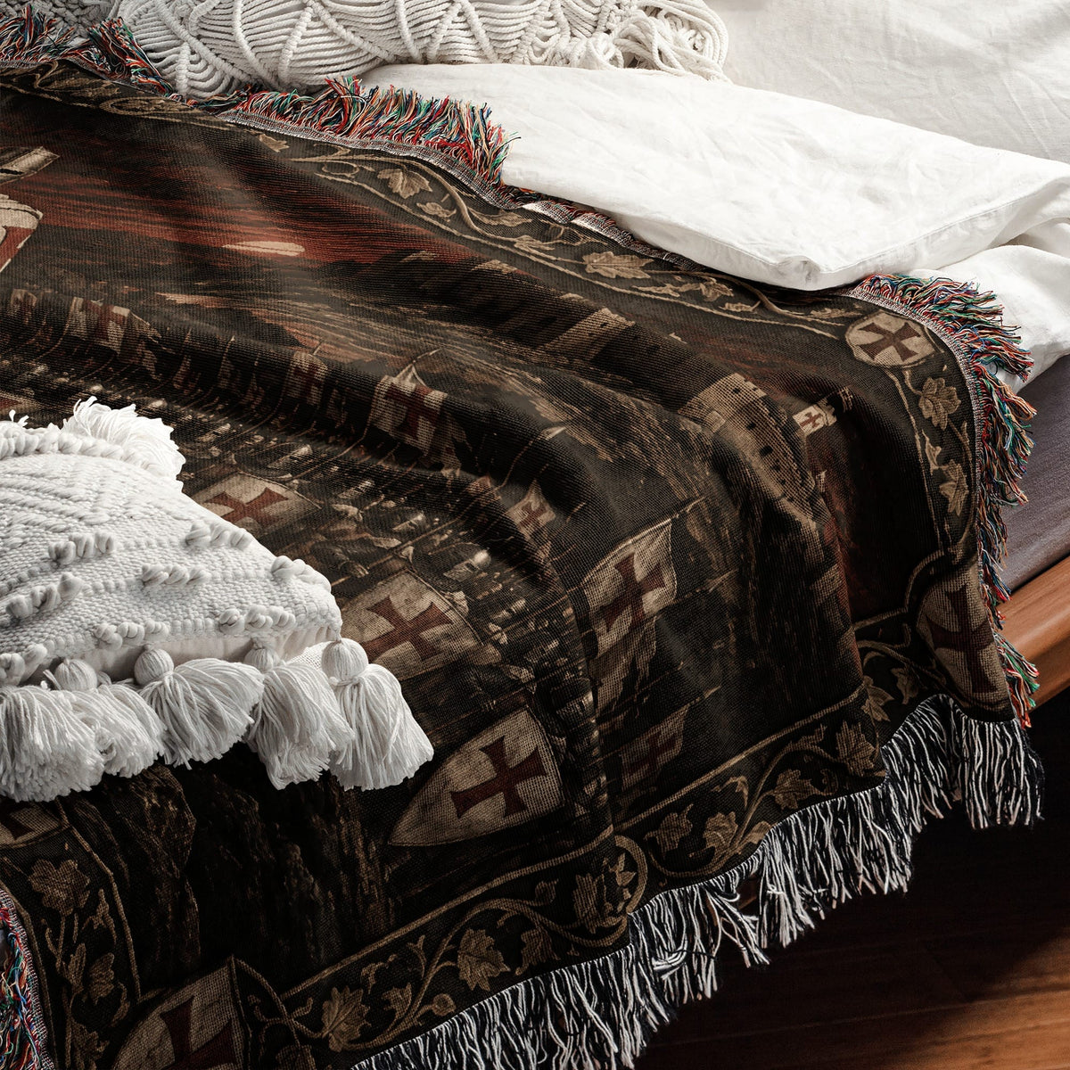 MyDesigns Templar and Warhorse at Dusk jacquard woven blanket