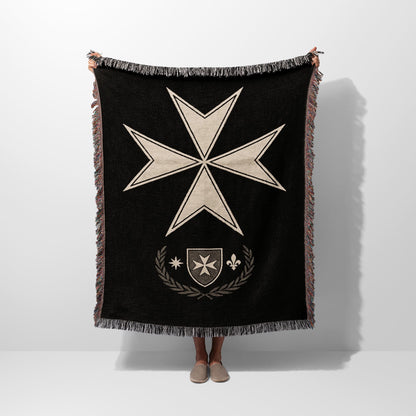 CalmNestStyle Maltese Cross Hospitaller Order Minimalist Woven Blanket jacquard woven blanket
