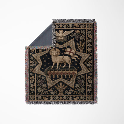 CalmNestStyle Celestial Lamb Iconography Woven Blanket jacquard woven blanket