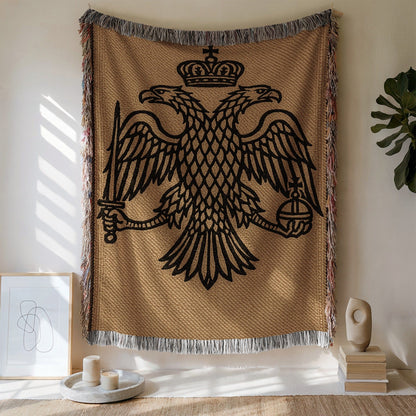 Ornate Double-Headed Eagle Tapestry Wall Hanging