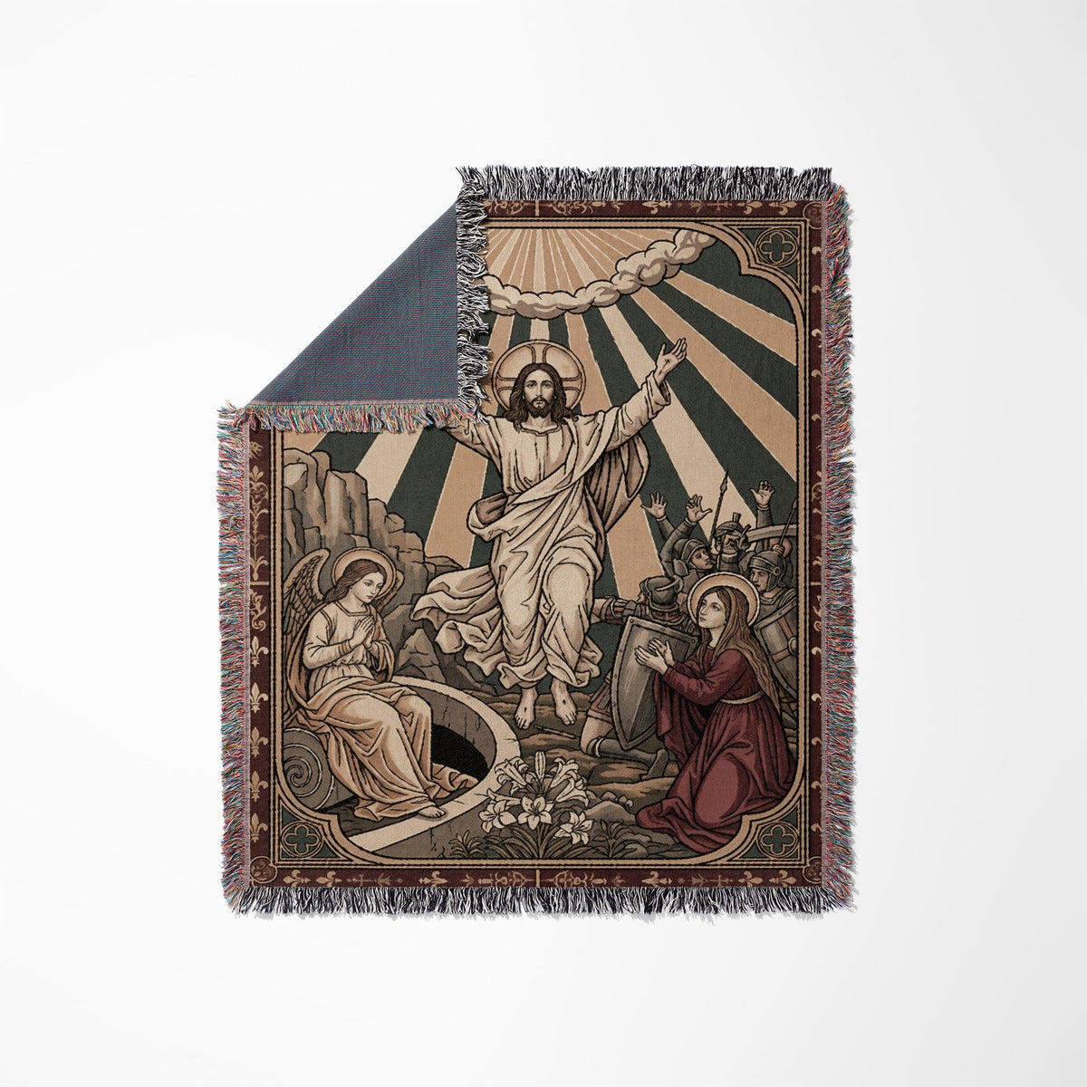 CalmNestStyle Christ Resurrection Ascension Sacred Art Woven Blanket jacquard woven blanket