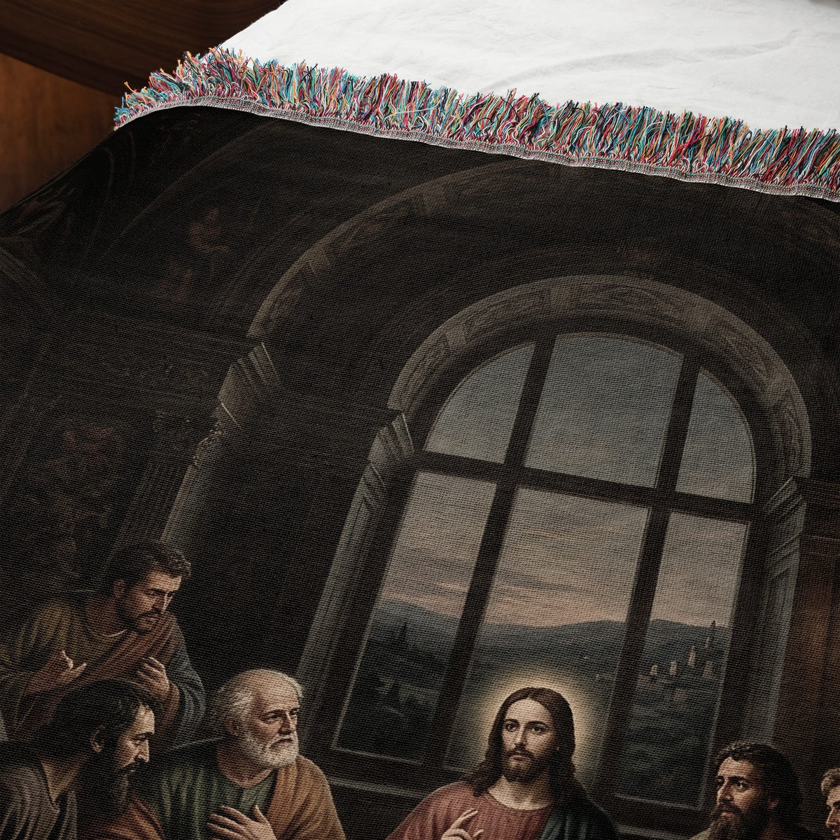 MyDesigns Communion Table Wall Tapestry – Jesus with Twelve Apostles, Woven Cotton Blanket jacquard woven blanket