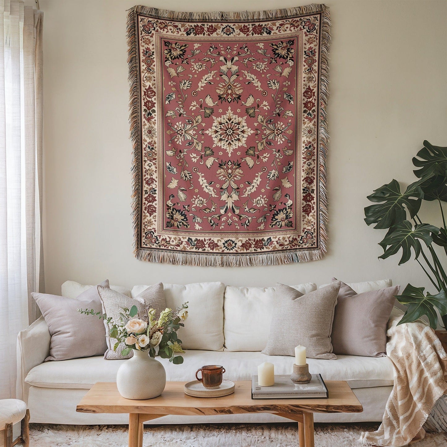 Floral Tapestry with Intricate Patterns Wall Hanging Decor
