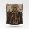 Sveti Nikola Saint Nicholas Holding Book Orthodox Woven Blanket