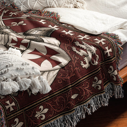 MyDesigns Medieval Blanket – Two Templar Knights Crossing Swords Woven Throw jacquard woven blanket