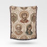 Saints Illustrations Traditional Pattern Religious Decor Woven Blanket