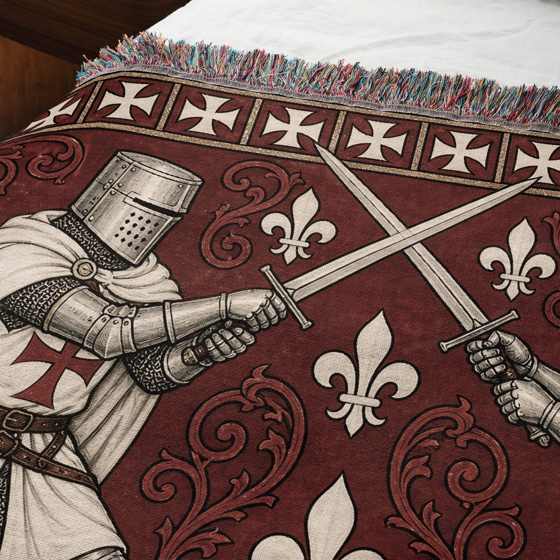 MyDesigns Knight Duel Woven Blanket – Knights Templar Sword Fight Medieval Throw jacquard woven blanket