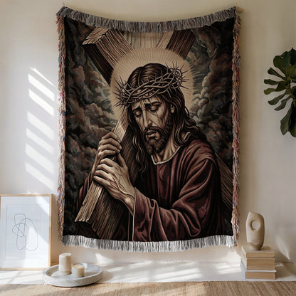Jesus Carrying Cross Wall Art Tapestry