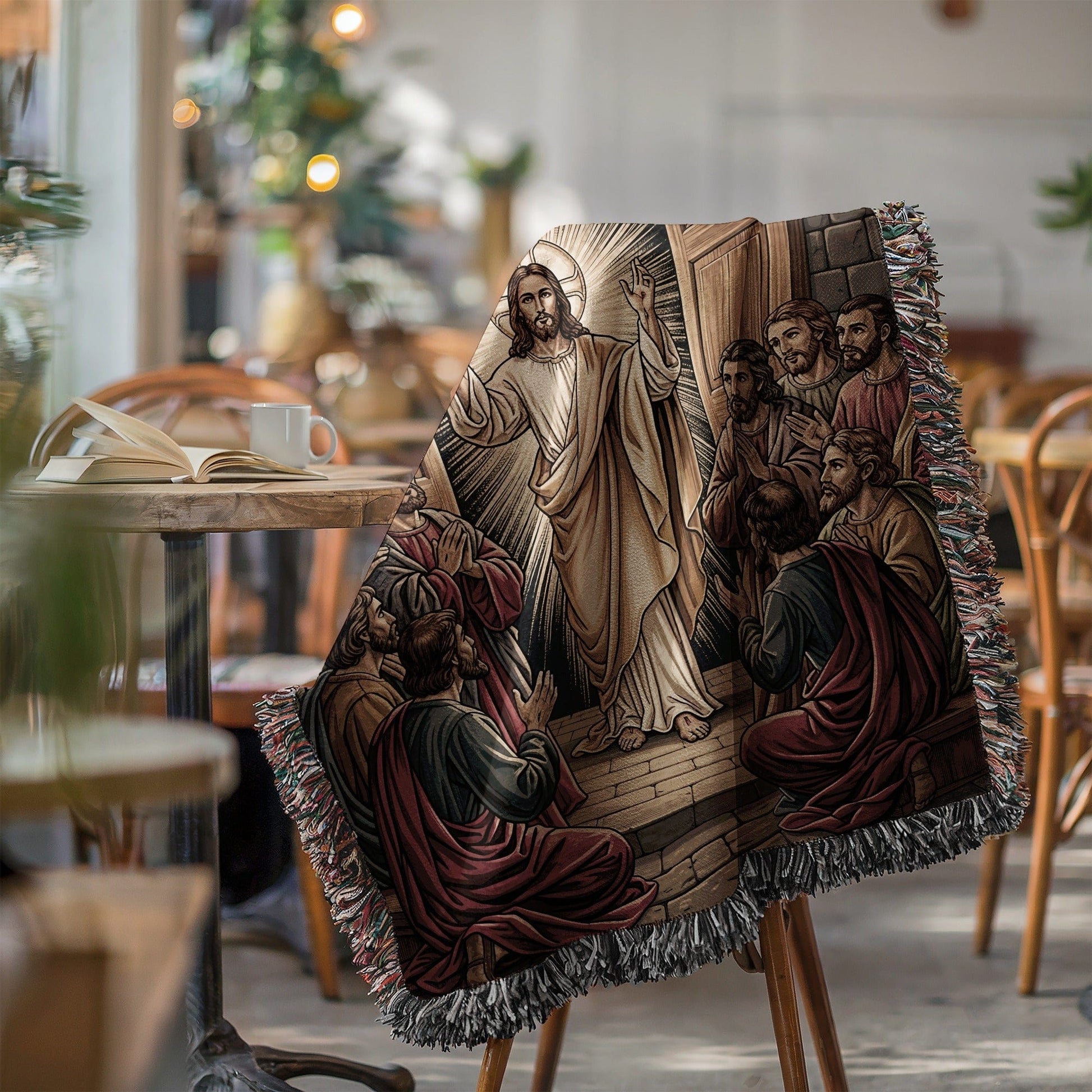 Jesus and Disciples Woven Blanket Church Decor Throw