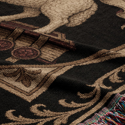 CalmNestStyle Dark Academia Lamb Motif Woven Blanket jacquard woven blanket