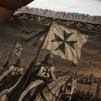 MyDesigns Saint Lazarus I Green Maltese Cross at Jerusalem jacquard woven blanket