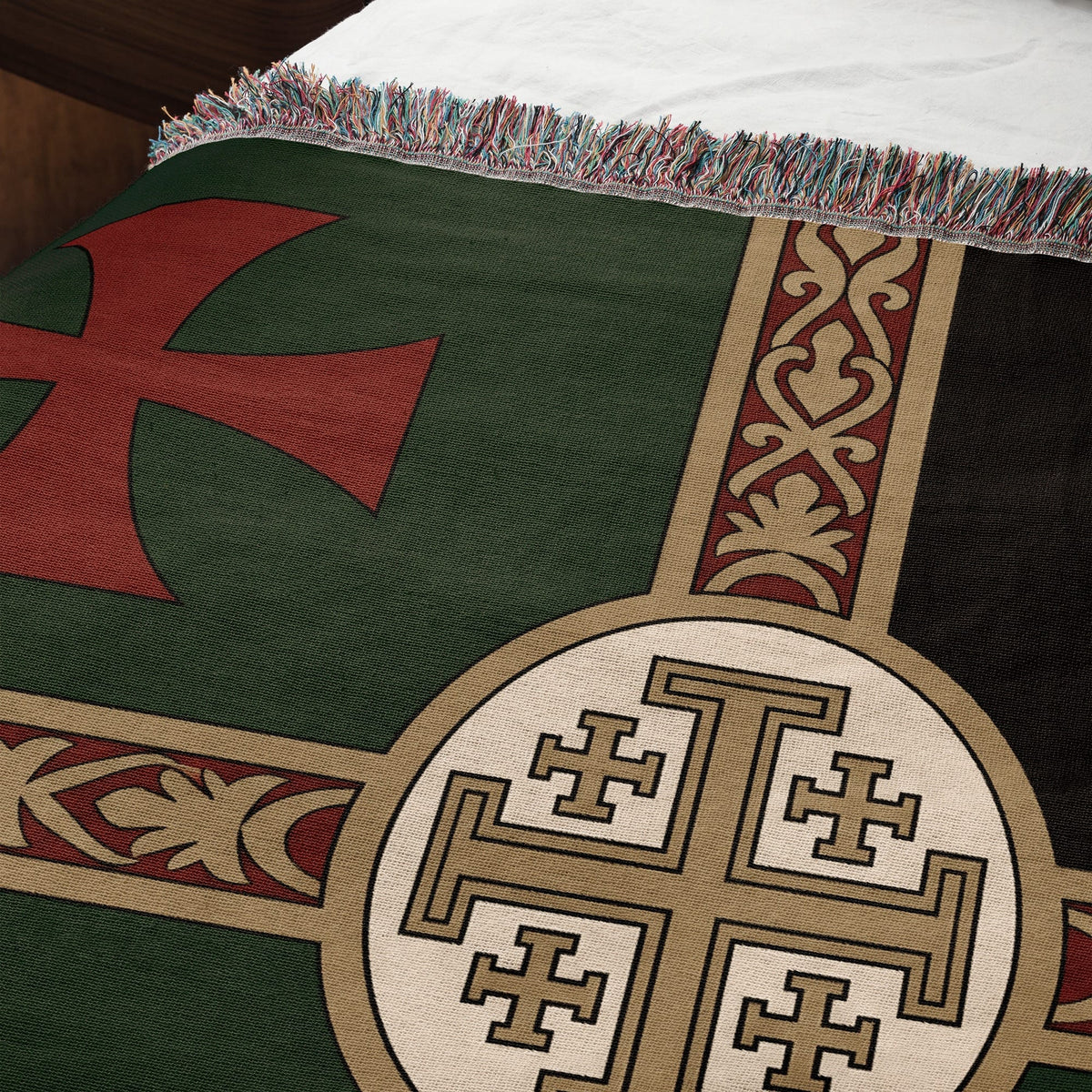 MyDesigns Ancient Orders I Forest Green jacquard woven blanket