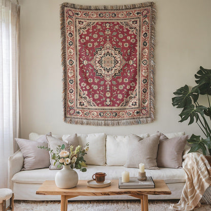 Elegant Red Patterned Decorative Tapestry for Home Decor