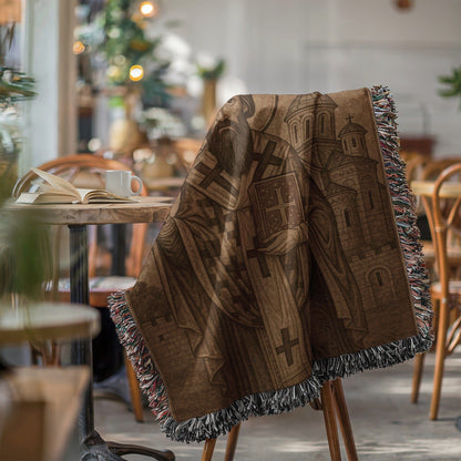 Medieval Knight Tapestry Blanket with Castle Motif