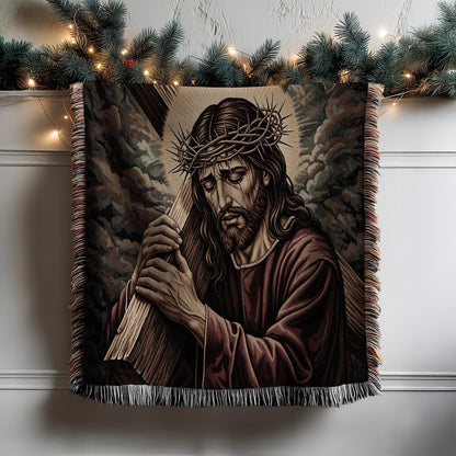 Jesus Christ With Cross Throw Blanket Art