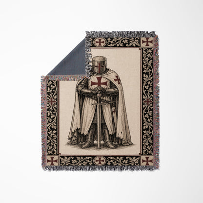 CalmNestStyle Templar Knight Standing Guard Woven Blanket jacquard woven blanket
