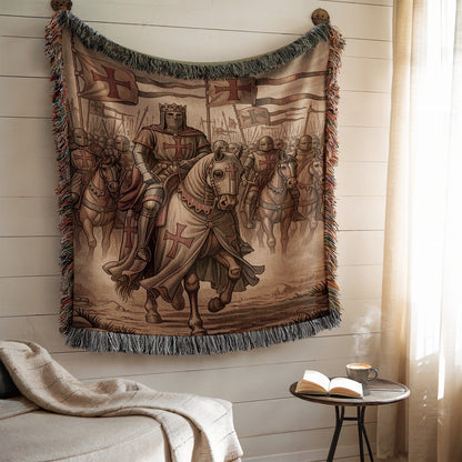 Medieval Knight Tapestry with Cross Design Wall Art