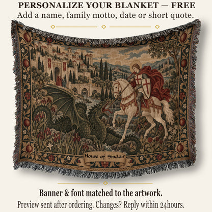 CalmNestStyle Saint George Before the Walled Town jacquard woven blanket