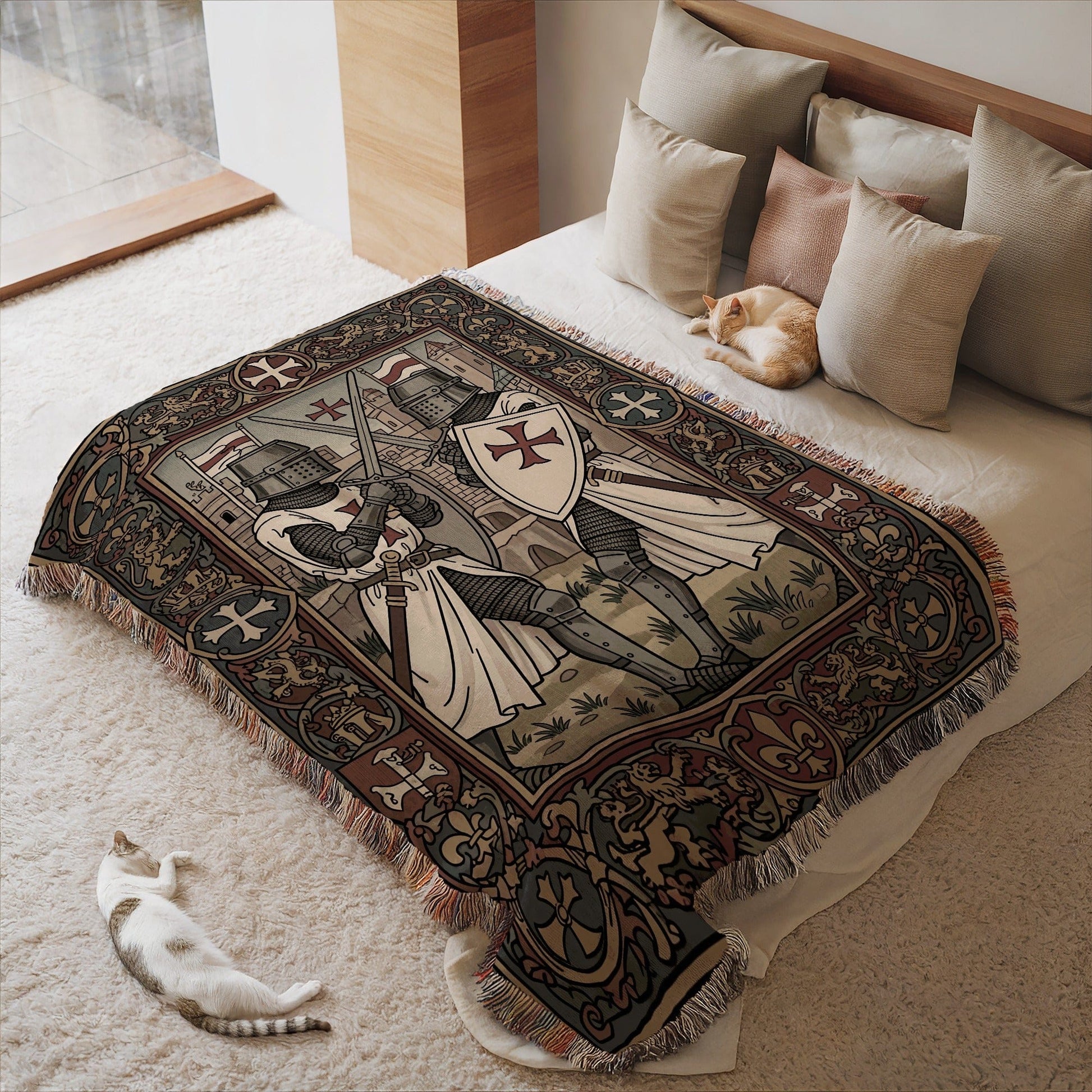 Historic Tapestry with Knights Throw Blanket