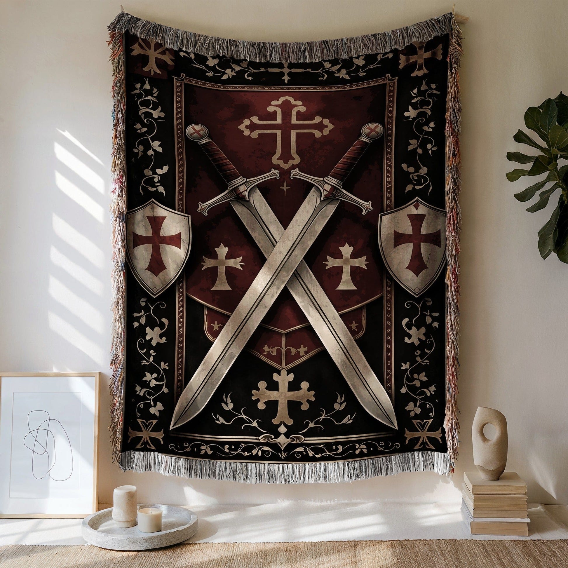 Medieval Crusader Themed Tapestry Wall Hanging Decor