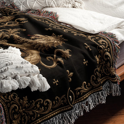 CalmNestStyle Order of Saint John Hospitallers Fleur de Lis Crest Woven Blanket jacquard woven blanket