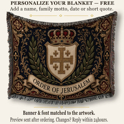 CalmNestStyle Order of Jerusalem Crest I Royal Navy jacquard woven blanket