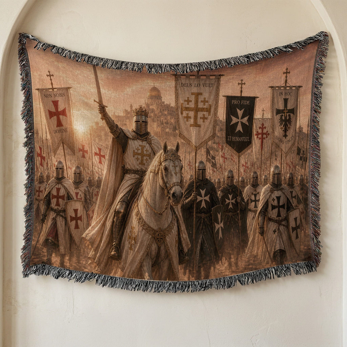 CalmNestStyle Deus Lo Vult The Crusader Host jacquard woven blanket
