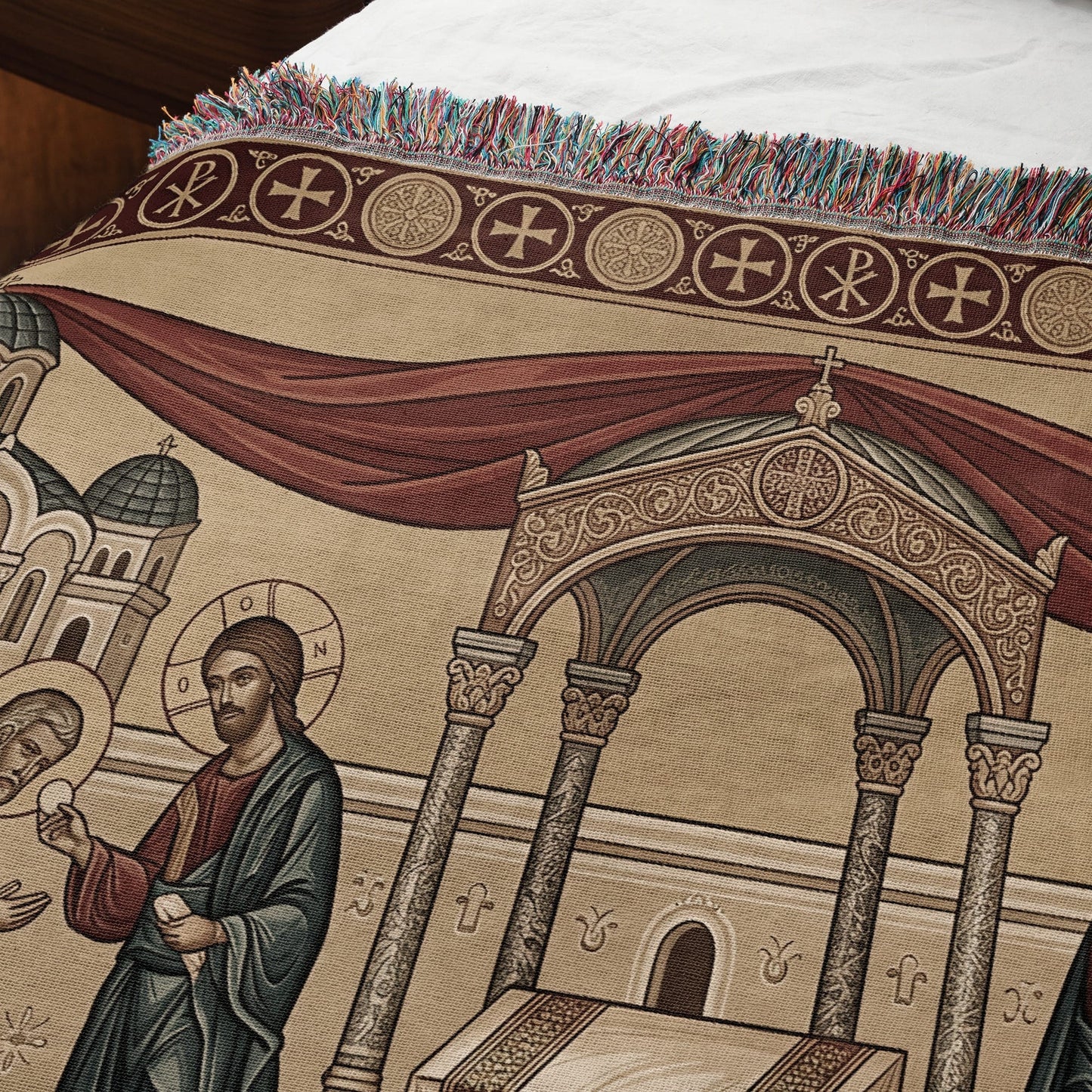 MyDesigns Orthodox Communion Horizontal Tapestry - Byzantine Altar Icon jacquard woven blanket