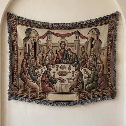 MyDesigns Personalized Last Supper Horizontal Tapestry - Custom Name Date jacquard woven blanket