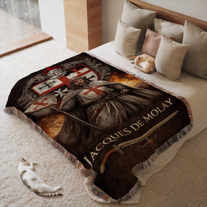 Jacques De Molay Knight Themed Throw Blanket