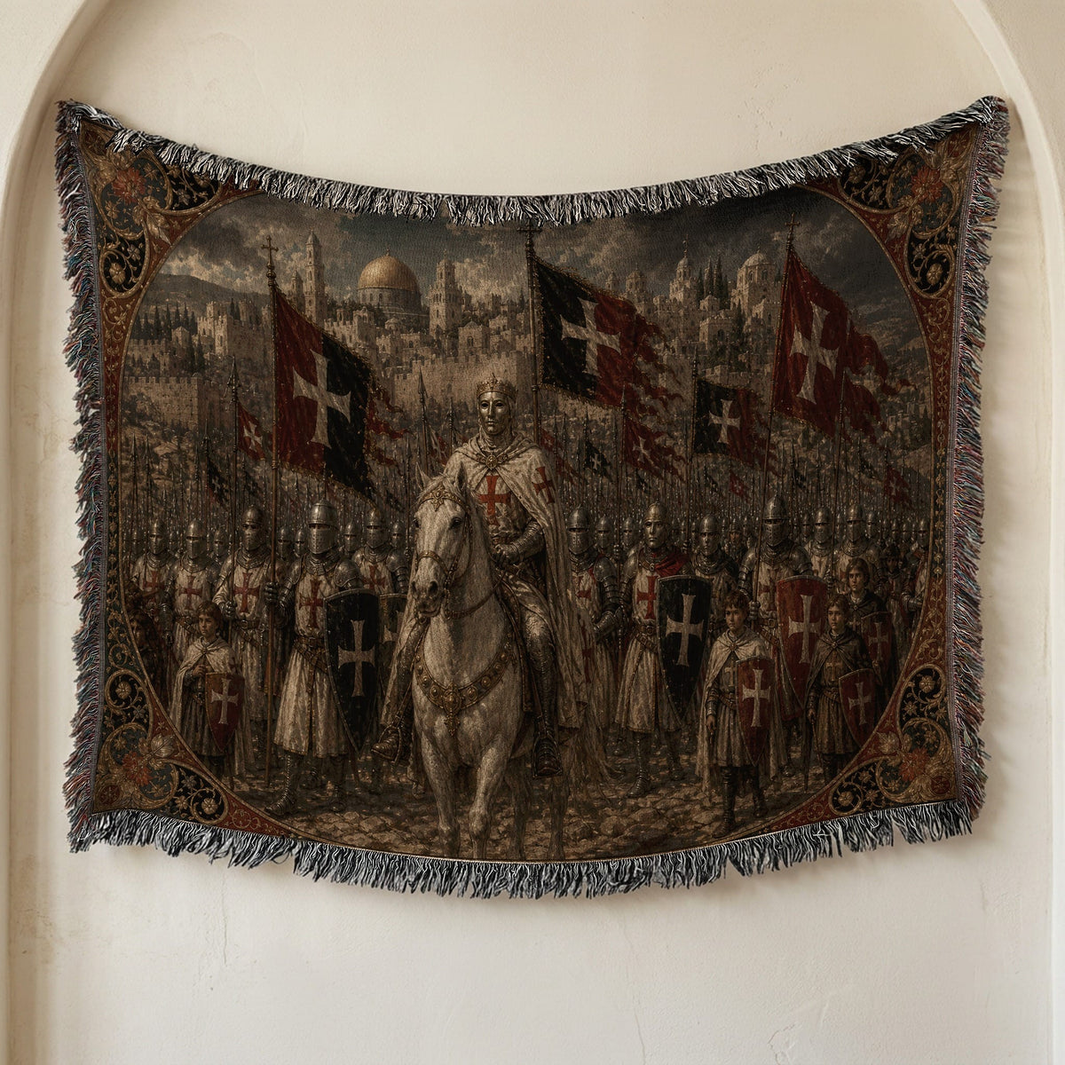 CalmNestStyle Baldwin IV on Horseback Before Jerusalem jacquard woven blanket