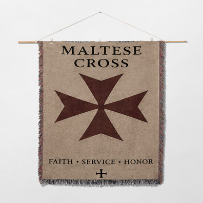 CalmNestStyle Maltese Cross Faith Service Honor Woven Blanket jacquard woven blanket