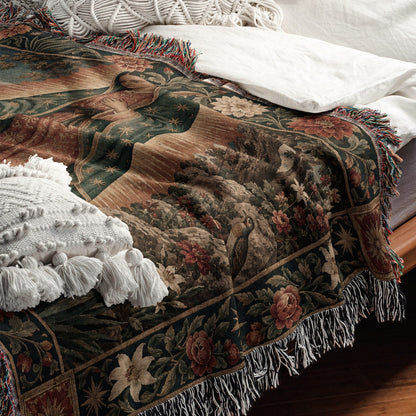 CalmNestStyle Our Lady of Guadalupe at Tepeyac jacquard woven blanket