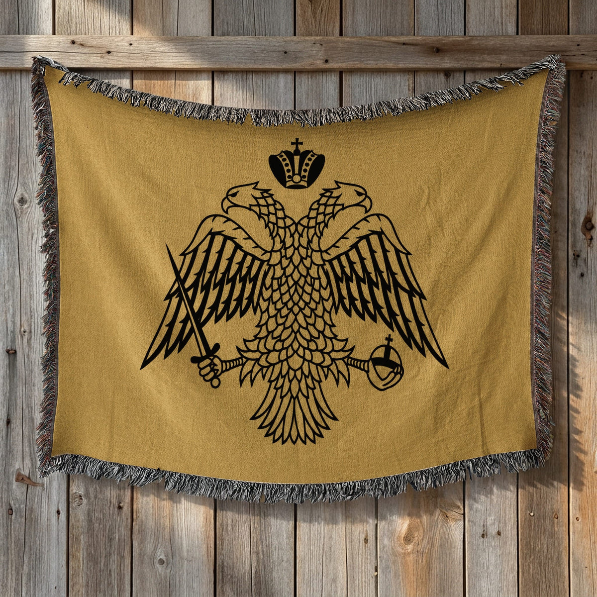 CalmNestStyle Byzantine Double Headed Eagle Flag Woven Blanket jacquard woven blanket