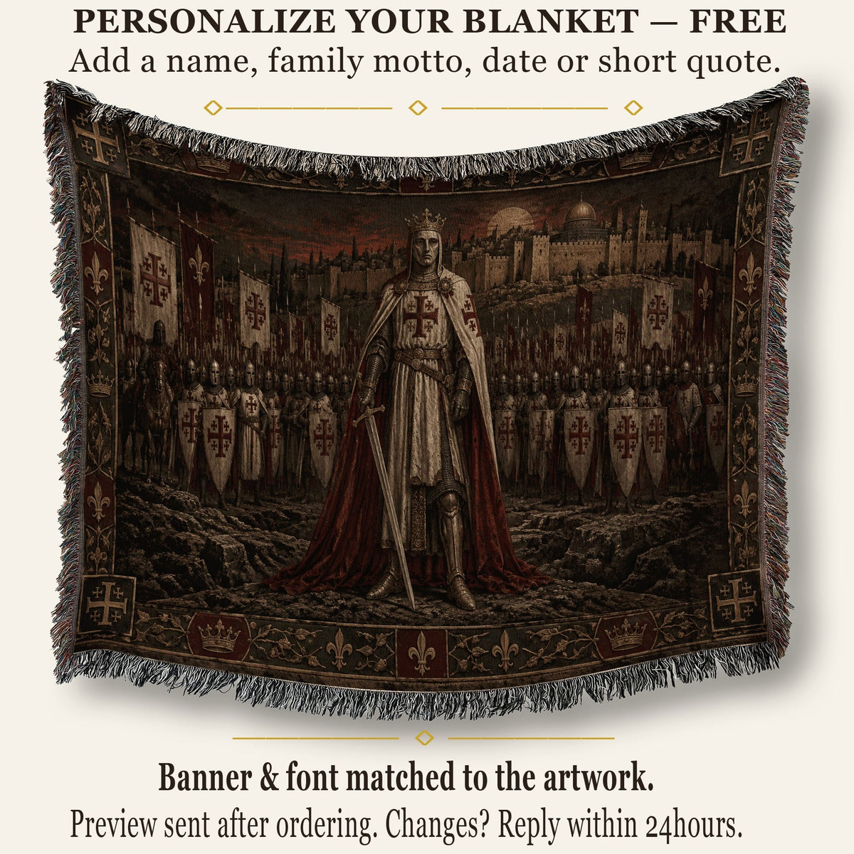MyDesigns Baldwin IV I The King Before His Army jacquard woven blanket