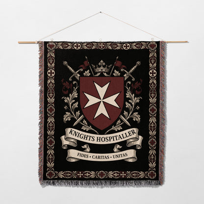 CalmNestStyle Knights Hospitaller Fides Caritas Unitas Dark Woven Blanket jacquard woven blanket