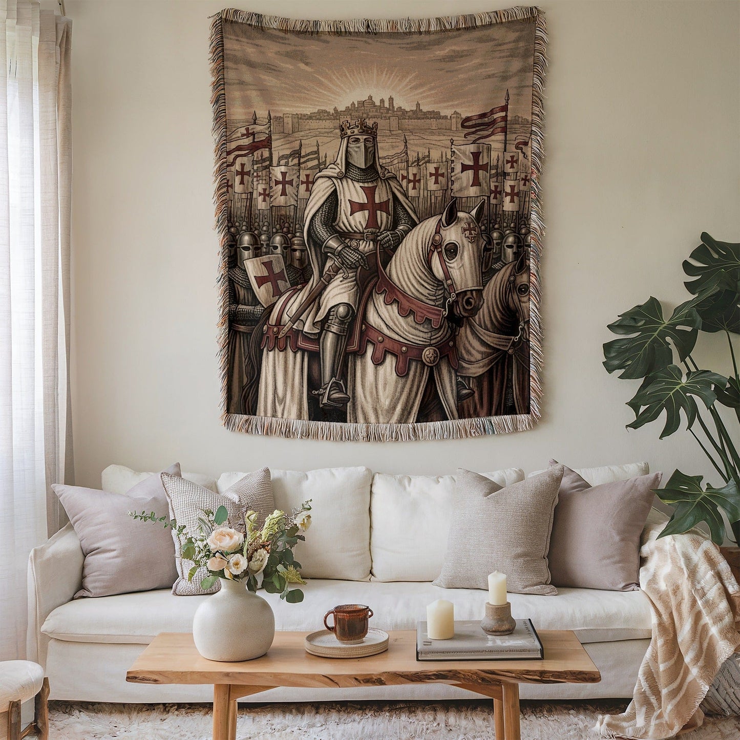 Medieval Knight and Horse Tapestry Wall Art Decor