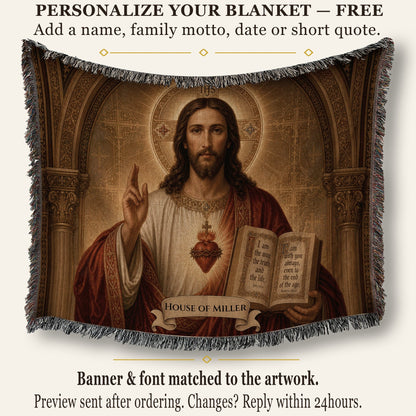 CalmNestStyle The Sacred Heart of Jesus jacquard woven blanket