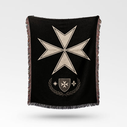 CalmNestStyle Maltese Cross Hospitaller Order Minimalist Woven Blanket jacquard woven blanket