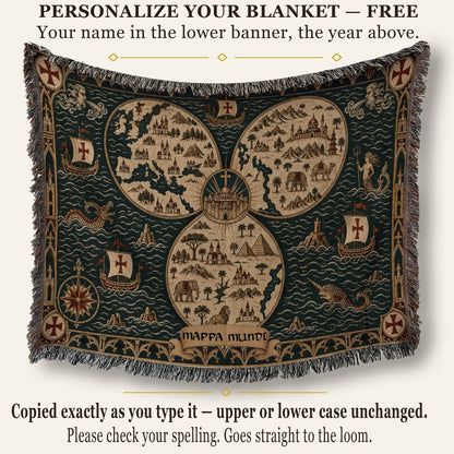 CalmNestStyle Mappa Mundi I Ships and Sea Monsters jacquard woven blanket