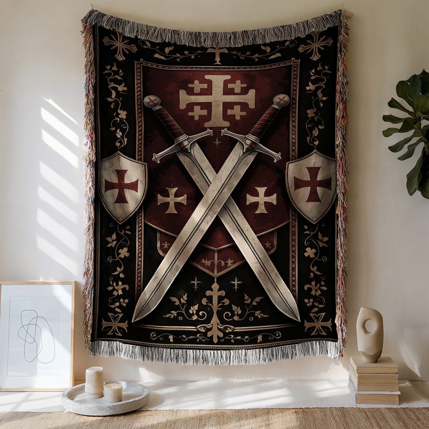 Knight Swords and Shields Medieval Tapestry Wall Hanging