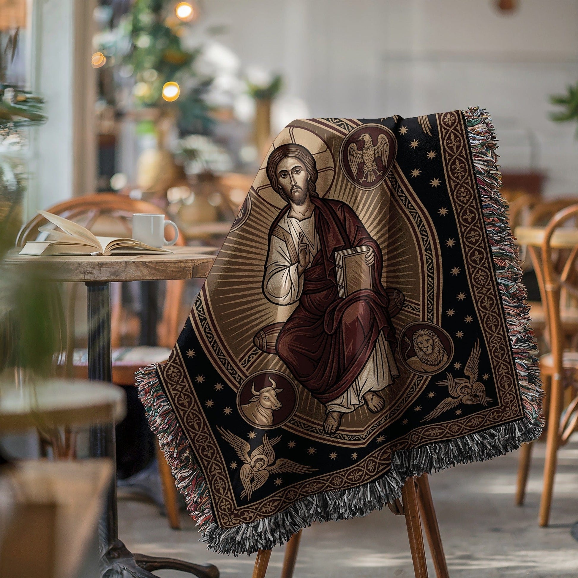 Religious Themed Throw Blanket with Jesus Design