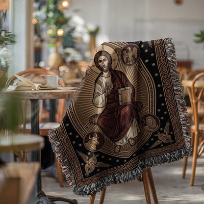 Religious Themed Throw Blanket with Jesus Design