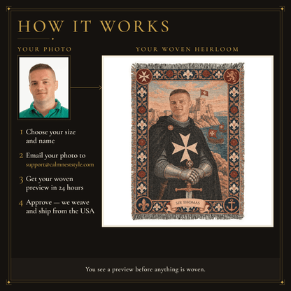 MyDesigns Hospitaller Knight of Malta - Your Portrait, Woven jacquard woven blanket