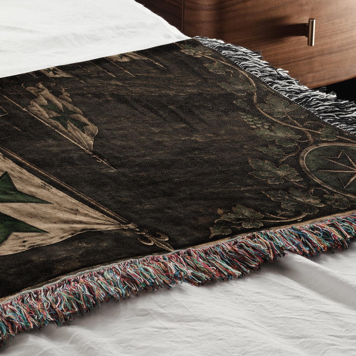 MyDesigns Saint Lazarus Host I Green Maltese Crosses at Dusk jacquard woven blanket